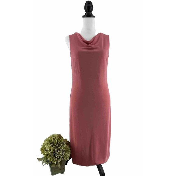 INC International Concepts Women Sleeveless Bodycon Dress Pink‎ Cowl Neck Size M - Picture 1 of 9